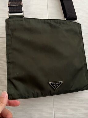 Prada Olive Green Nylon Messenger Crossbody Bag